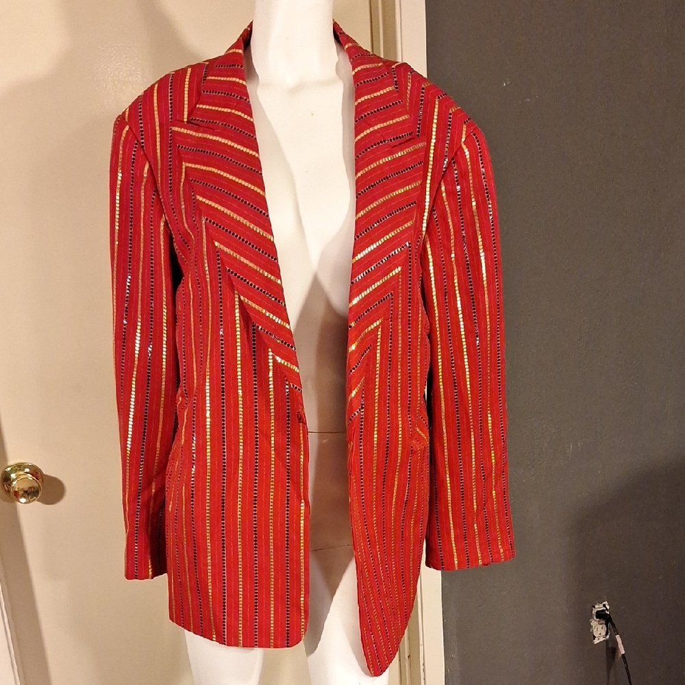 Flashy Red Striped Men's Blazer
